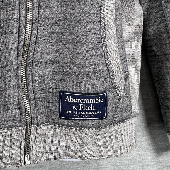 Abercrombie & Fitch Men M Y2K Gray Deep Pile Sherpa Lined Full Zip Hoodie Jacket - Picture 4 of 16